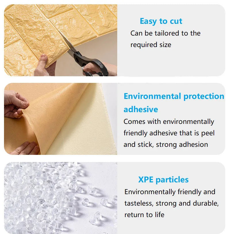 70cmx1/5/10m 3D Wallpaper Decoration Self-adhesive Antique Foam Brick Wallpaper Living Room Bedroom Waterproof 3D Wall Sticker
