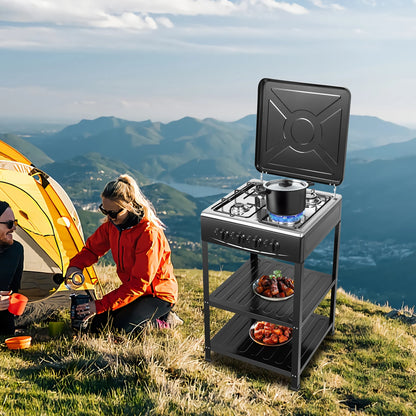 4-burner Natural Gas Stove NG/LPG Gas-stove 49*49*79cm for Family or Outdoor Stove Cooker