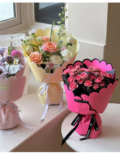 Valentine'S Day Aesthetics Wave Border Flower Wrapping Paper Art Dopamine Butterfly Bouquet Korean Wrapping Paper For Flowers