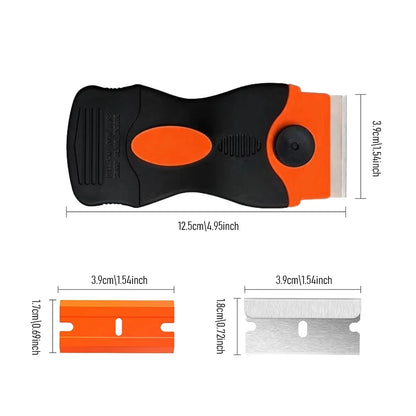 Auto Glass Cleaning Scraper Tool for Car Windows Stickers Non Scratch Scraper with Metal+Plastic Blades Oven & Hob Scraper