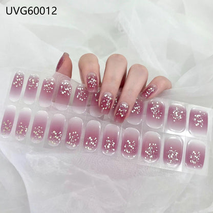 20/22Tips UV Semi cured Gel Nail Stickers Waterproof Long Lasting Full Gel Nail Wraps Press On Nail Decal DIY Manicure
