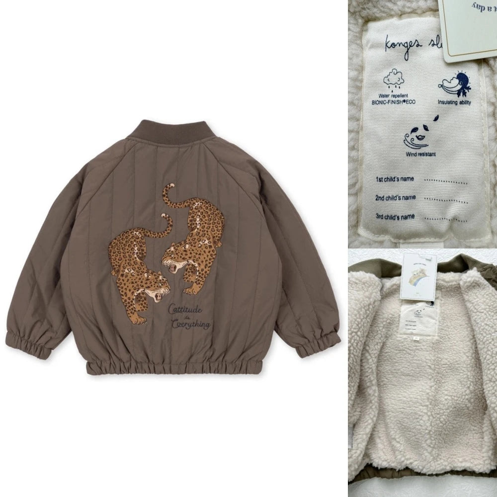 2025 KS Brand Winter Baby Boys Lambswool Jackets Vest Kids Clothes Girls Cherry Jackets Outerwear Coats Flight Suit Jackets 1-9Y
