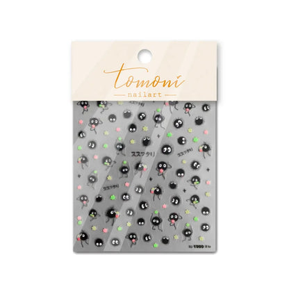 1Pcs Chibi Character Susuwatari Eggette Cute Anime Cartoon Nail Stickers Kawii Nail Art Weeb Cartoon Relief Self Adhesive Decal