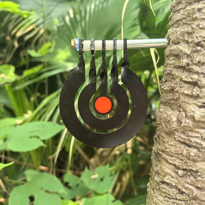 1Z-Shooting Practice with A Three - Ring Tree - Inserted Rotating Pendulum Target Made of 3 - Millimeter - Thick Metal