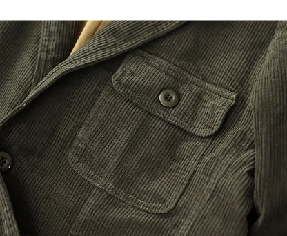 Heavyweight corduroy casual blazer for men American retro Ame Kaji loose jacket