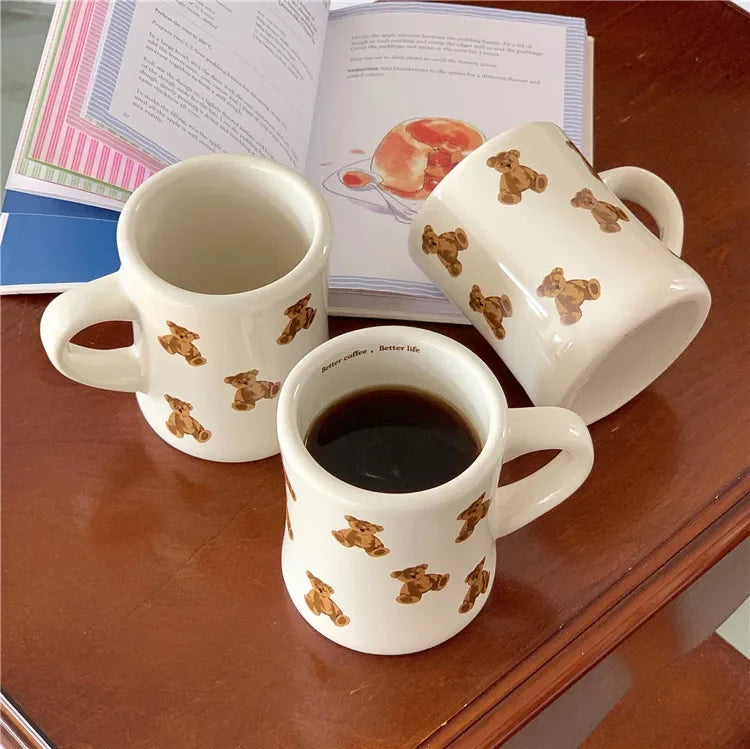 Ceramic Coffee Mug Cartoon Bear Chocolate Bear Mugs Girl Retro Coffee Cup Afternoon Tea Cute Ceramic Mugs Cute Coffee Mug Cup
