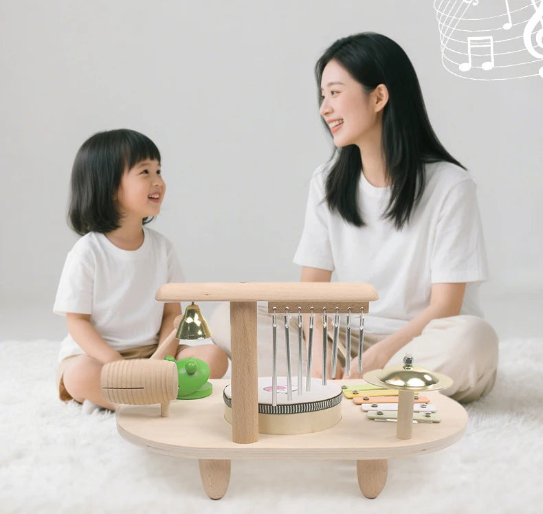 Kids Drum Set Wooden Musical Instruments for Toddlers Baby Preschool Educational Musical Toys Montessori Toys for Kids Ages 3-6