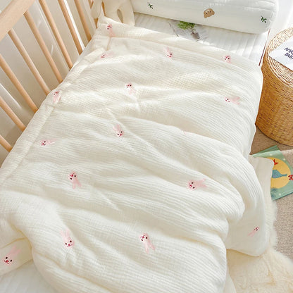 Baby Quilt Cartoon Bear Bunny Newborn Nap Quilts Soft Cotton Infant Blanket Spring Fall Winter Swaddle Wrapped Bedding 100*120CM