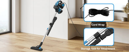 INSE Corded Vacuum Cleaner, 18000Pa Wired Stick Vacuum Cleaner Broom for Hard Floor, I5(Red, Blue)