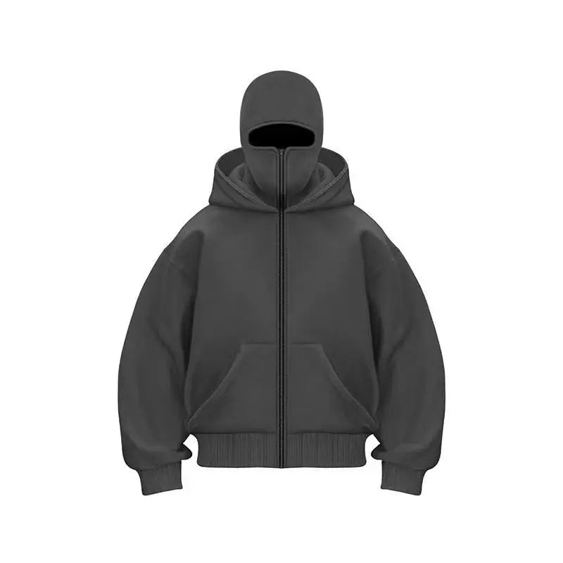 Men and Women Balaclava Y2K Gothic Harajuku Winter New Item Double Hooded Sweatshirt Men's Hooded Mask Zipper Sportswear