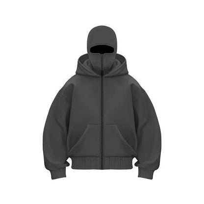 Men and Women Balaclava Y2K Gothic Harajuku Winter New Item Double Hooded Sweatshirt Men's Hooded Mask Zipper Sportswear