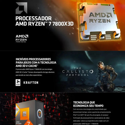 Ryzen 7 7800X3D CPU R7 7800X 3D Processor for A620 B650 B650E X670E 4.2 GHz 8-Core 16-Thread Socket AM5 7000 Series Bulk CPUs