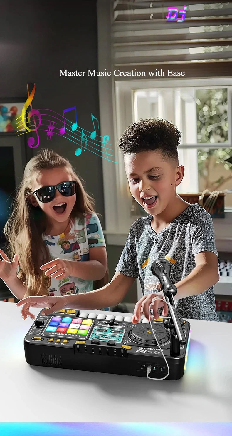 Simulation DJ Mixer Controller Kids Toys Multifunctional Music Effect Children Toy Electronic Musical Instrument Game Birthday Gifts Toys for Boy Girls Chirstmas Gifts Ship From Germany Fast Delivery