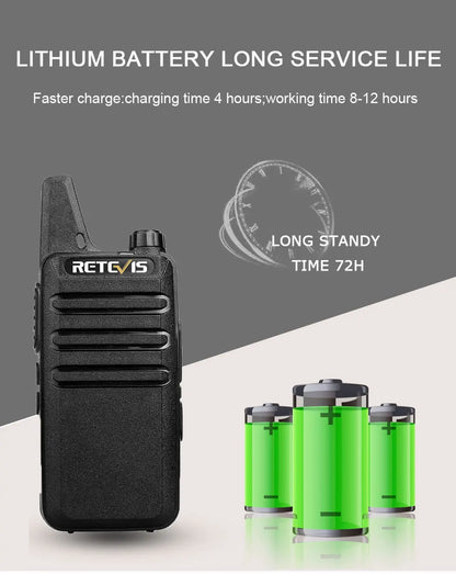 Retevis RT622 Mini Walkie Talkie 2pcs PMR446 Portable Two-way Radio PTT Walkie Talkies Communication Radio for Restaurant Hotel