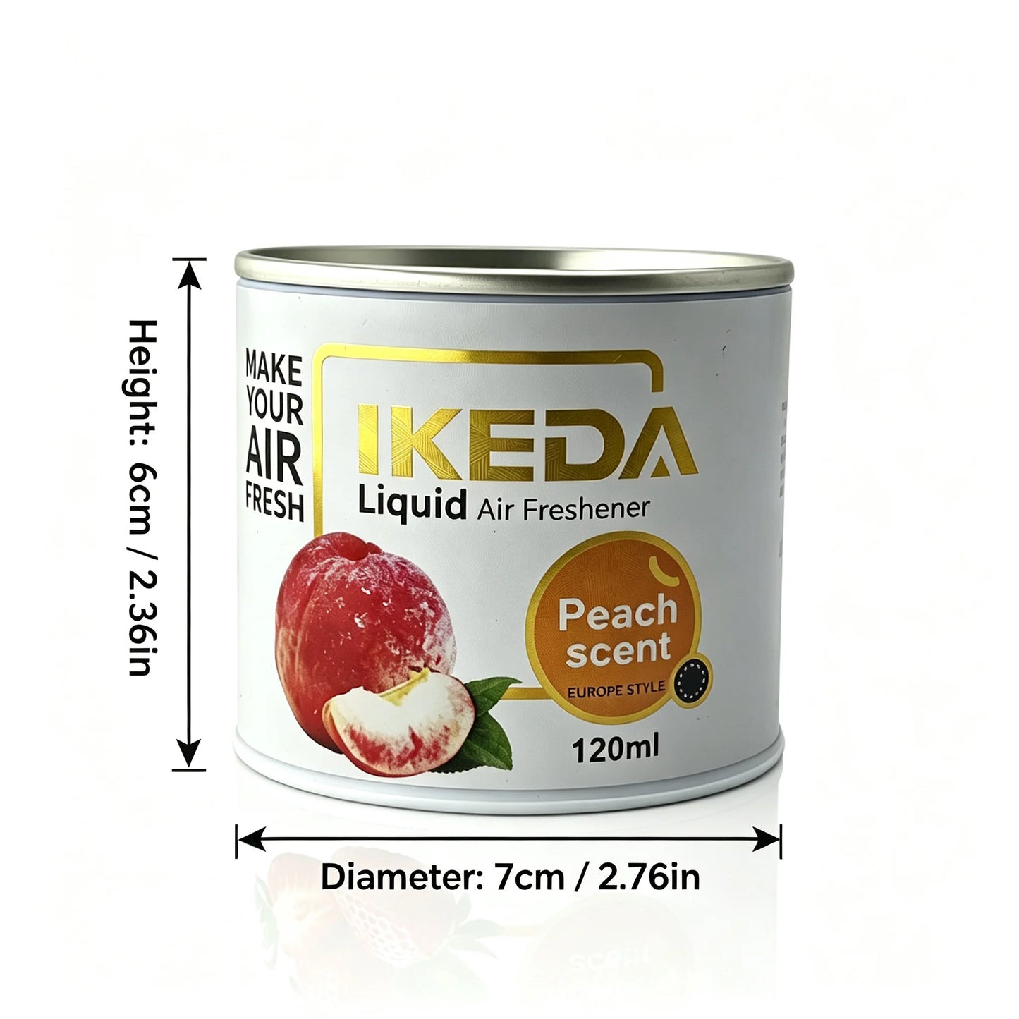 IKEDA Liquid Air Freshener Peach Scent, Odor Eliminator Deodorizer, Long-Lasting Freshness, Europe Style 120ml Bottle