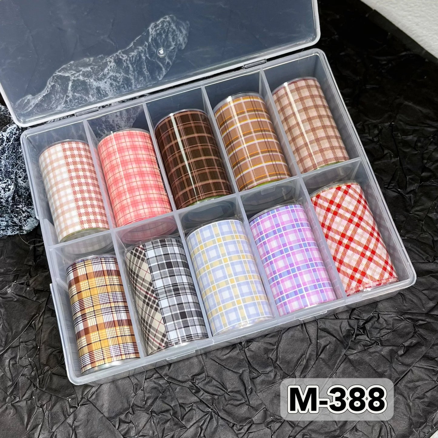 10 Rolls New Design Fresh Nail Foils for Transfer Paper Sticker Plaid Sliders Denim Nails Wraps DIY Bowknot Nail Art Decorations