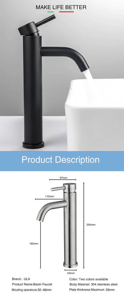 ULA G1/2 Basin Faucet Waterfall Bathroom Sink Faucet Hot Cold Water Mixer Tap Deck Mounted Bathroom Tap Crane Washbasin Tap