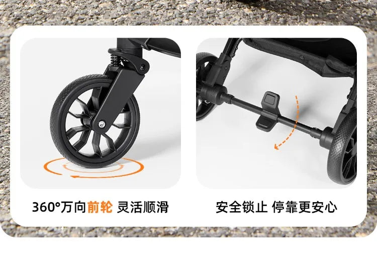 Foldable Pet Stroller Smooth Shockproof Stable Breathable Washable Outdoor Travel Cart for Dogs Cats