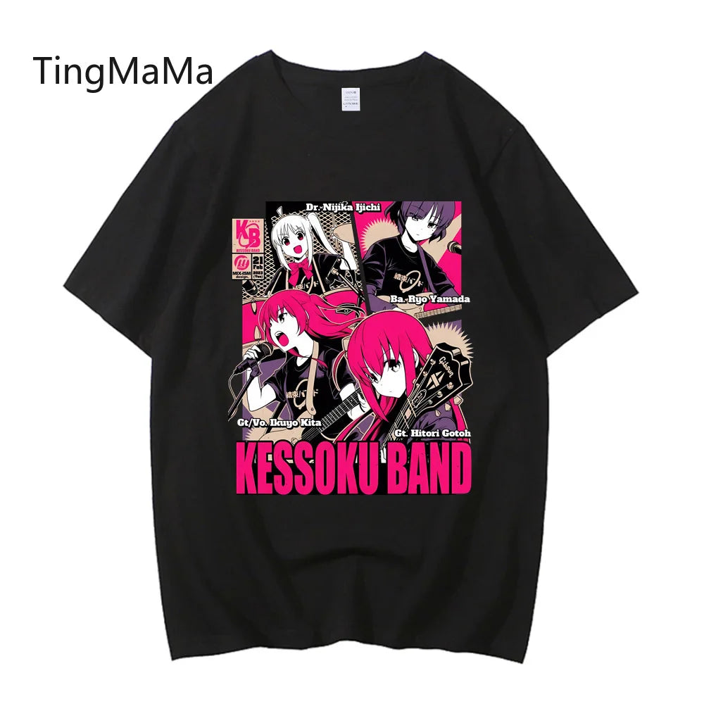 Unisex Anime Cos BOCCHI THE ROCK Hitori Gotoh Ljichi Nijika Cotton Casual Short Sleeve Tees High Quality Streetwear