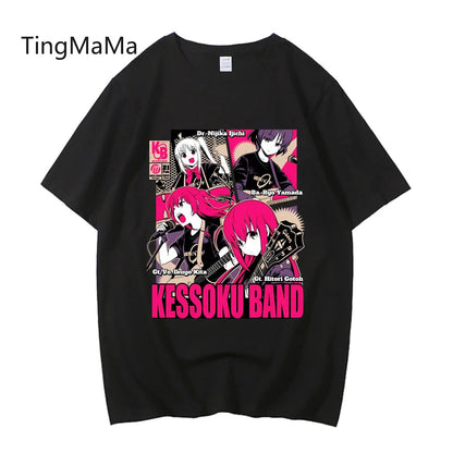 Unisex Anime Cos BOCCHI THE ROCK Hitori Gotoh Ljichi Nijika Cotton Casual Short Sleeve Tees High Quality Streetwear