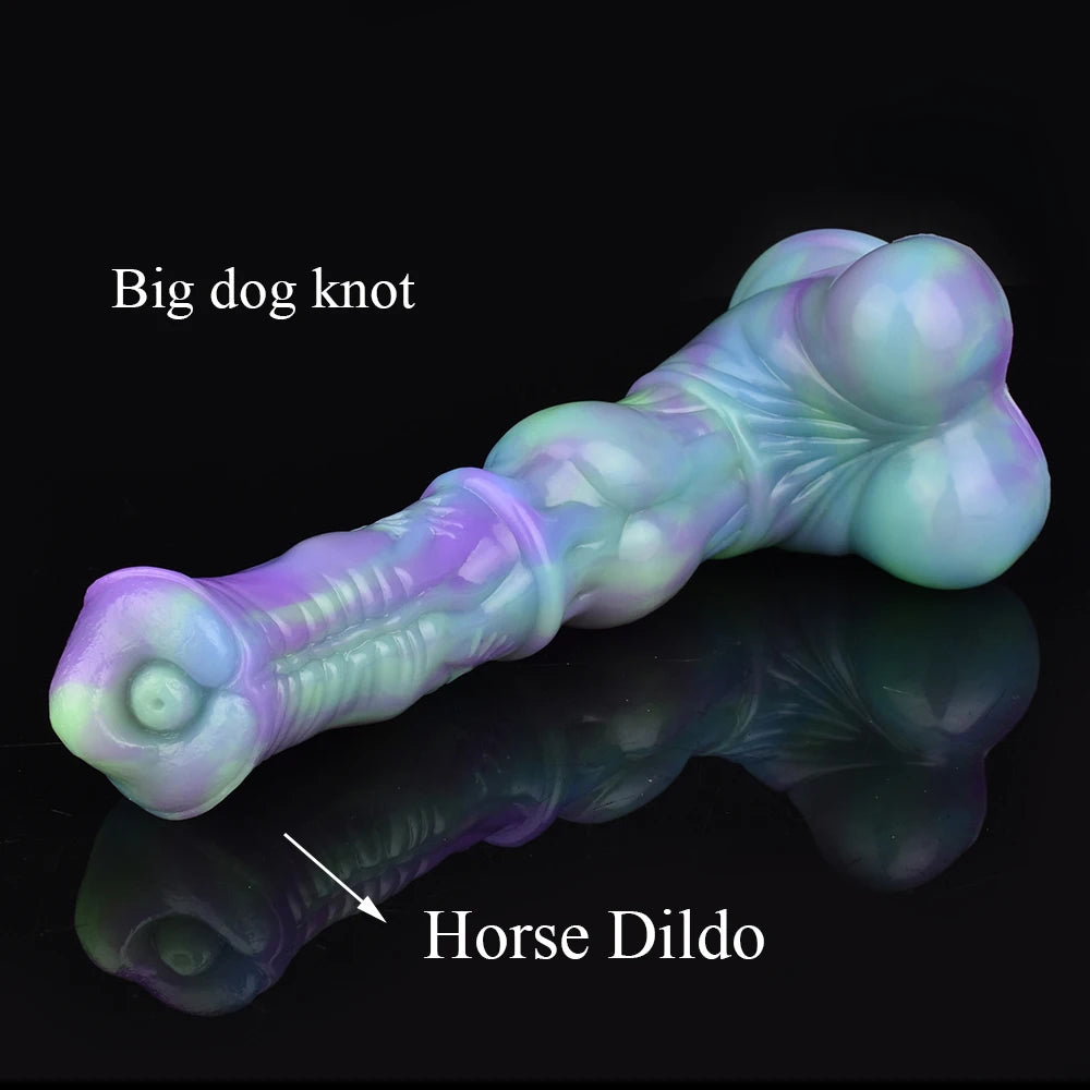 YOCY Long Horse Dildo Silicone Female Masturbator Knot Animal Anal Plug Butt Prostate Massager Stimulator Sex Toys For Couple