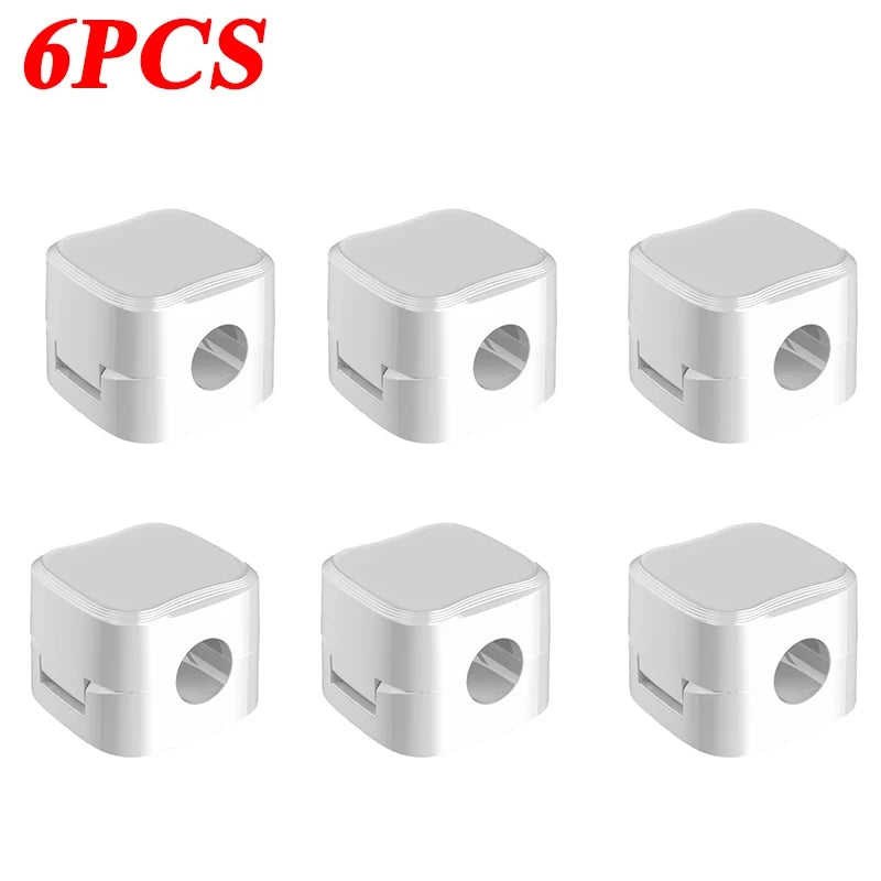 3/6/12Pcs/Set Magnetic Cable Clips Cable Organiser Adjustable Cord Holder Under Desk Organizing Cable Management Holder