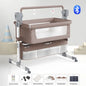 Electric Baby Crib Bassinet Cradle Bluetooth Music Timer with Automatic Swing Remote Control Foldable Design Breathable Mesh Sides Soft Mattress Stable Frame Safe Sleeping Bed for Newborn Infant Home Use and Travel Comfort Ba