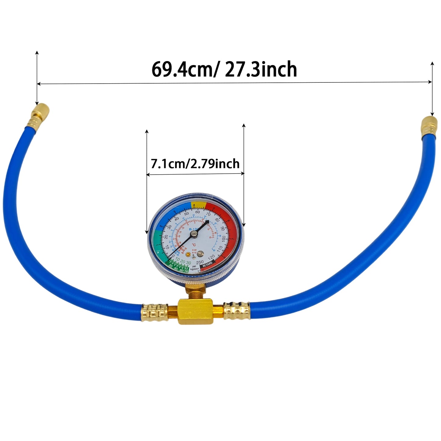 Refrigerant Charging Hose R134A with Gauge Automotive AC Refill Kit Compatible Gas Pressure Measuring Tool for Car Air Repair