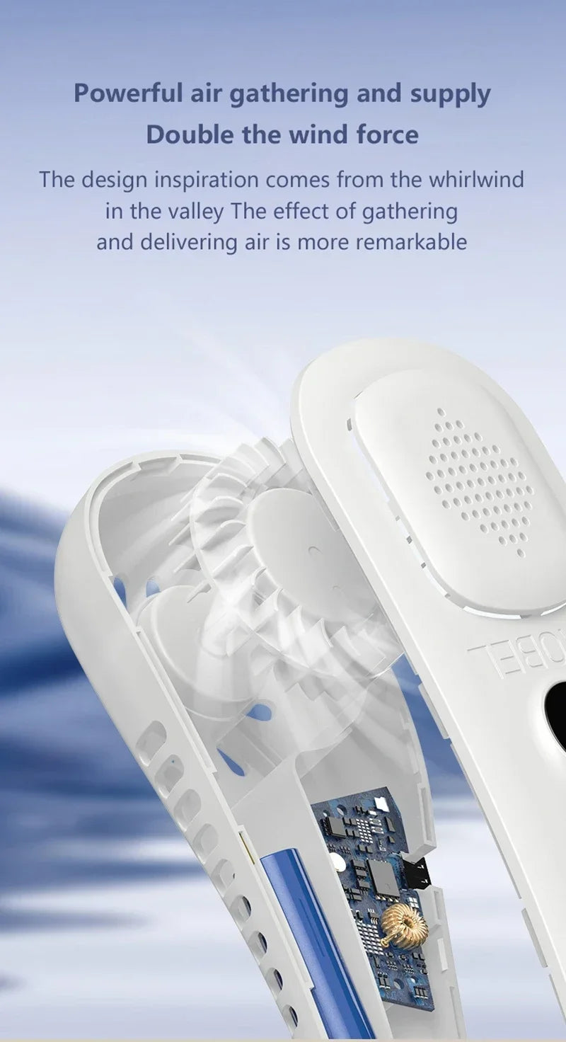 Lenovo Neck Bladeless Fan Mini Ultra Longlife Portablelazy Silent Fan Usb Charging Student Sports Office Multiple Home Scenarios