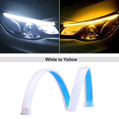 1Pc LED DRL Car Running Light Flexible Waterproof Strip Auto Headlights White Turn Signal Brake Flow Lights Car Styling 12V
