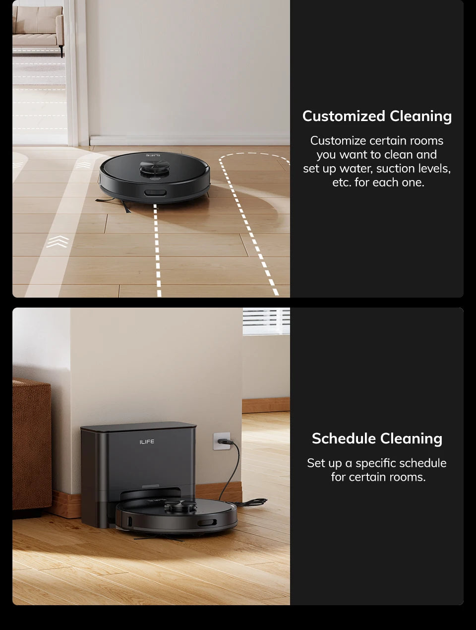 ILIFE T20s Ultra Robot Vacuum Cleaner with Self-Emptying Station, 10000Pa Suction, 4600mAh Battery, 300 Min Max Runtime