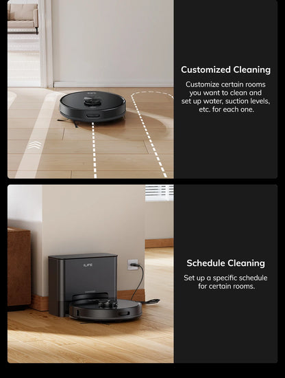 ILIFE T20s Ultra Robot Vacuum Cleaner with Self-Emptying Station, 10000Pa Suction, 4600mAh Battery, 300 Min Max Runtime