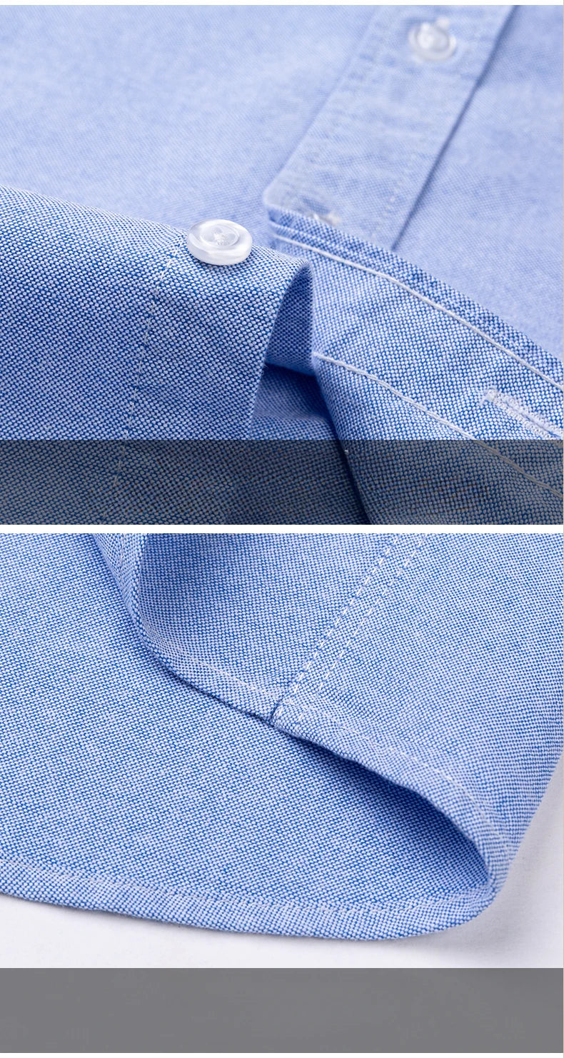 Large Size Full Men's Shirts 100% Pure Cotton Oxford Business Casual Shirt Soft Slim Fit Formal Plain Shirt Long Sleeve Clothes