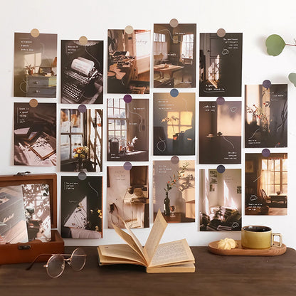 30pcs/pack Lifestyle-Themed Decorative Cards, Various Patterns, for Home Walls and Photo Frames (Includes Stickers)