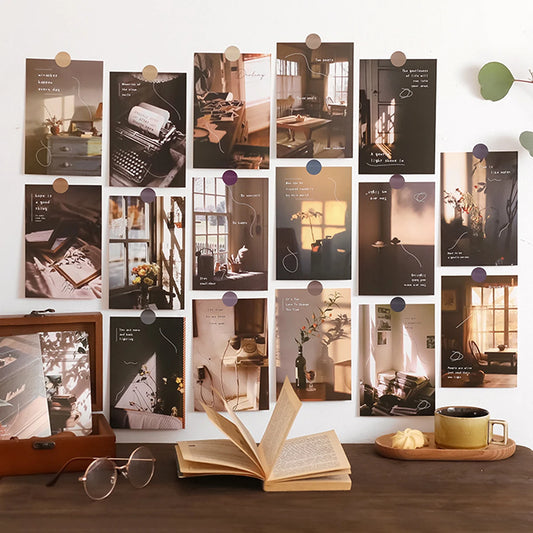 30pcs/pack Lifestyle-Themed Decorative Cards, Various Patterns, for Home Walls and Photo Frames (Includes Stickers)