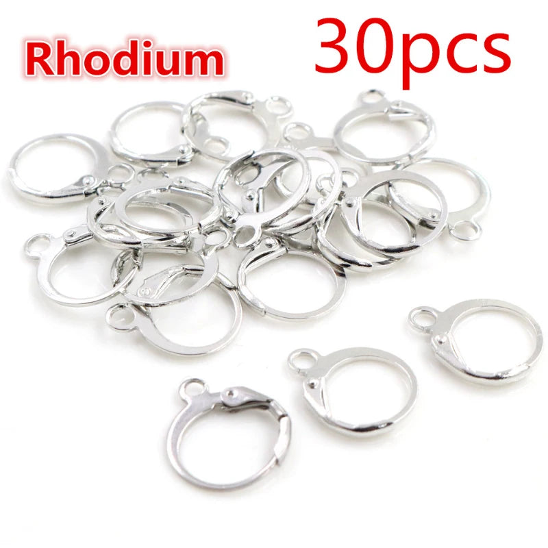 30-50pcs/lot Gold Silver French Lever Earring Hooks Wire Settings Base Hoops Earrings For DIY Jewelry Making Supplies Wholesale