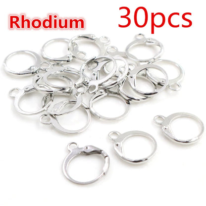 30-50pcs/lot Gold Silver French Lever Earring Hooks Wire Settings Base Hoops Earrings For DIY Jewelry Making Supplies Wholesale
