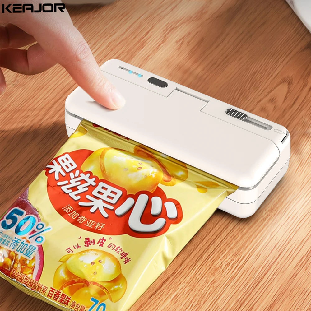 Mini sandarinimo aparatas „2in1“ plastikinių maišelių sandarinimo mašina Nešiojamas maisto pakuočių maišelių sandariklis USB įkraunamas rankinis plastikinių maišelių terminio sandarinimo aparatas