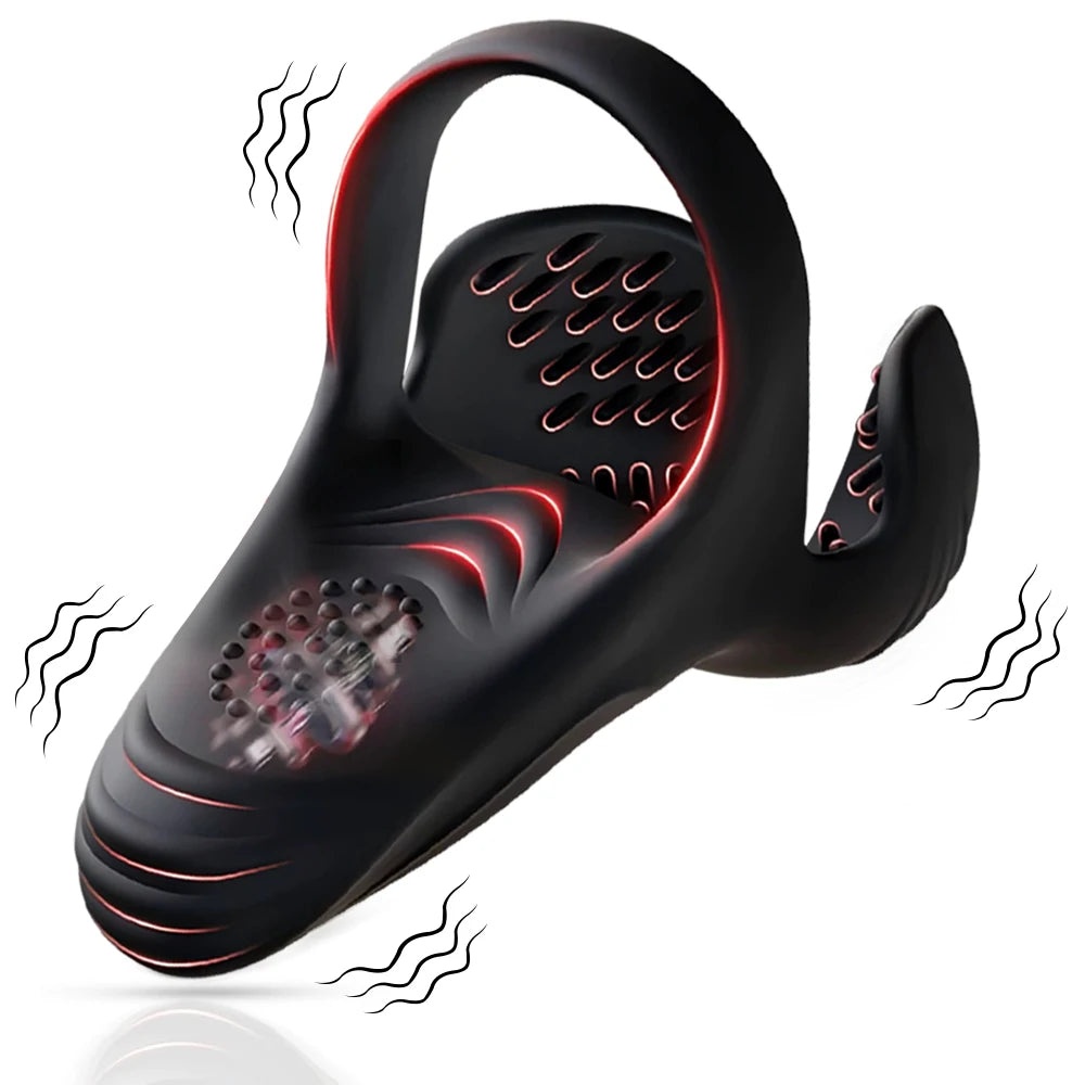 Penis Cock Ring Male Vibrator Perineal  Stimulator 10 Vibrating  Ejaculation Delay 360° Wrapping Testicle Adult Sexy Toy