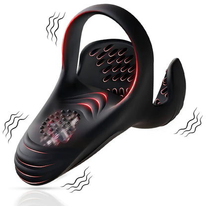 Penis Cock Ring Male Vibrator Perineal  Stimulator 10 Vibrating  Ejaculation Delay 360° Wrapping Testicle Adult Sexy Toy