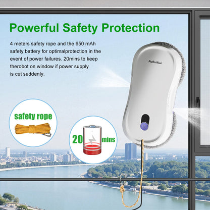 PuRuiKai Portable Window Cleaning Robot,Intelligent Cleaning with Dubbele Nozzle Water Sprayer, Remote Control