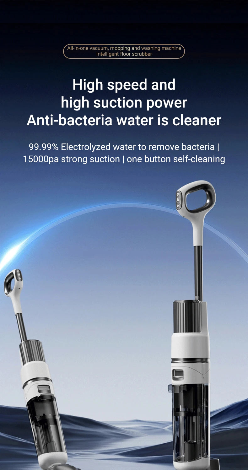 DIVEDEER 15000Pa Wireless Wet Dry Vacuum Cleaner Smart Cordless Mop Floor Cleaner Self-Cleaning Auto Suction Floor Washer