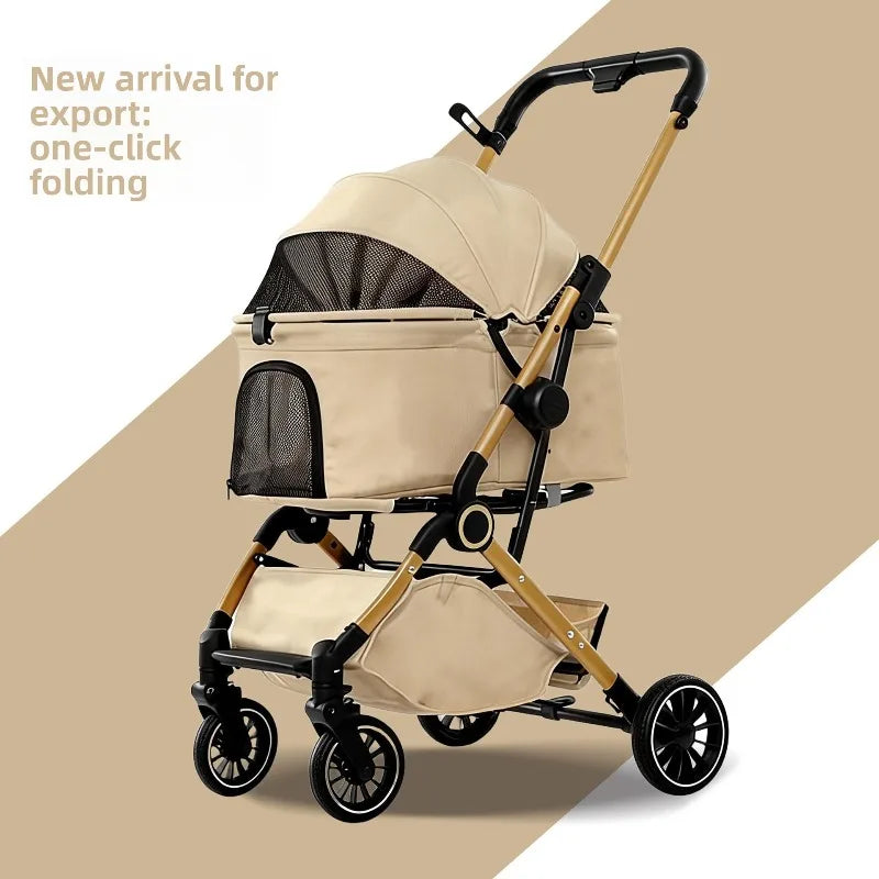Pet Stroller One Button Foldable Cat Dog Outdoor Travel Cross Border Pet Stroller Pet Trolley Stroller for Dog Puppy Stroller