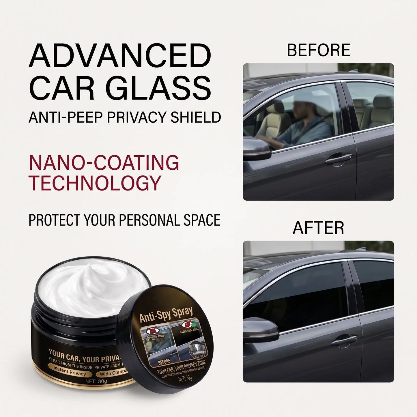 See Out Clearly, Stay Invisible Outside – Professional Cleaning Paste For One-Way Privacy Glass, Removes Dirt And Stains