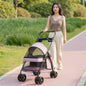 Pet Stroller with Storage Basket 4-Wheel Foldable Pet Stroller Collapsible Breathable for Small Dogs, Outdoor Walks, Travel