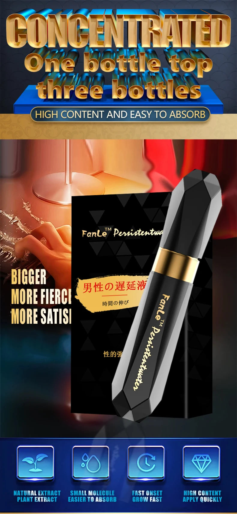 Delay Ejaculation Sex Spray for Men Non-Numbing Male External Use Prolong Penis Enlargment Anti Premature Ejaculation Topical