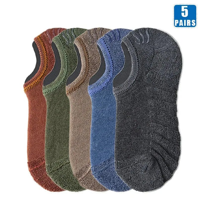 5 Pairs Men's Cotton Short Socks High Quality Crew Ankle Casual Soft Non-Slip Breathable Low-Cut Summer Autumn Socks for Men