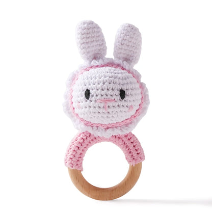 1Pc Baby Teether Wooden Crochet Rattle Toy BPA Free Baby Mobile Play Gym Wood Rodent Rabbit Rattle Newborn Educational Toy Gifts