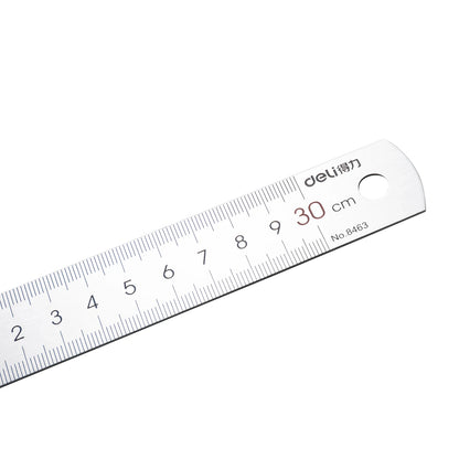 DELI Metal Ruler Precison Clear Marking Craft Wood Working Draft Measure Tool
