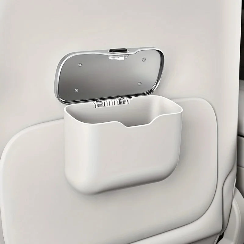 Multifunctional Car Trash Can with Lid Button, Hanging Storage Bin for Wet and Dry Use, Auto Interior Accessories, Organizer Box